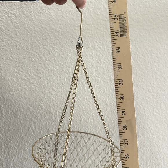 Vintage 3 Tier Copper Wire Hanging Fruit Basket Collapsible Kitchen Storage 36" - Picture 2 of 4